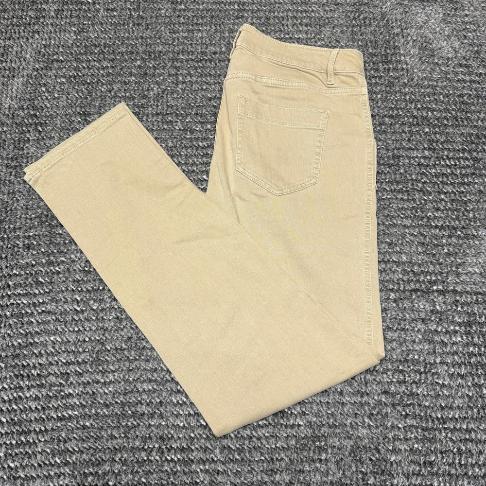 J.Jill Denim Womens High-Rise Straight-Leg Ankle Jeans 8 Khaki Cotton Blend